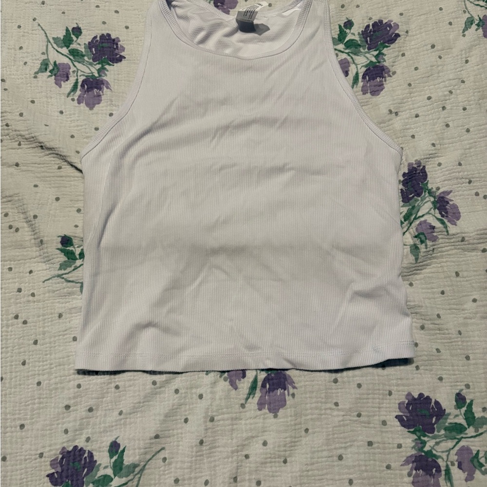 Yogalicious Cream Fitted Crop Tank Top